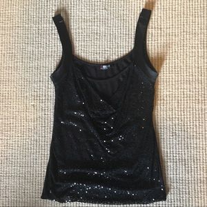 French sequin top with satin straps